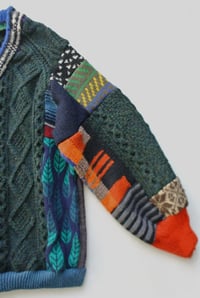Image 5 of Upcycled Patchwork Sweater Dark Green Fisherman XL