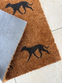 Image 3 of Trotting Sighthounds Door Mat - Black