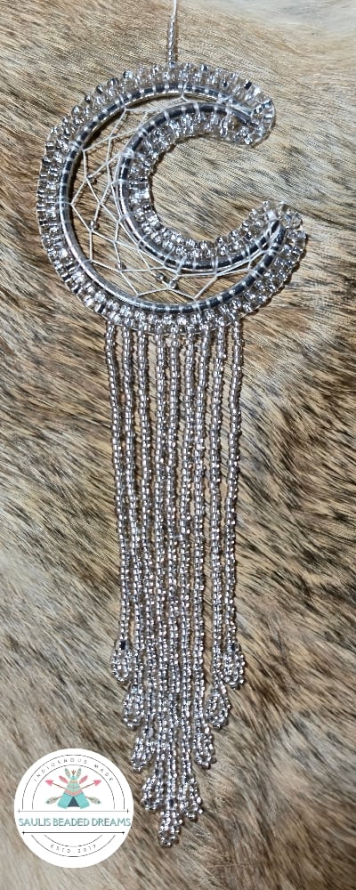 Image of 4" Long Silver Crescent Dreamcatcher