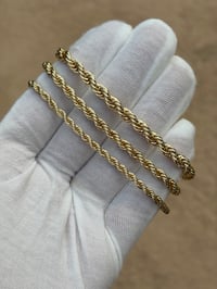 Image 3 of 3mm,4mm,5mm,6mm Gold Tone Rope Bracelets for men/women (Gold Plated)