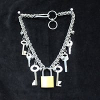 Image 1 of Chainmail neck chain with keys and hearts 