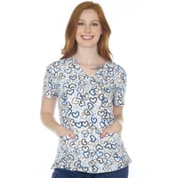 Image 1 of Hearts of Blue - V Neck Scrub Top