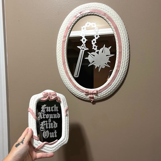 Coquette Flail/ FAFO Etched Mirror