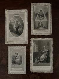 Image 1 of Lot de 4 images pieuses sur papier gaufré-dentelle, 1880!