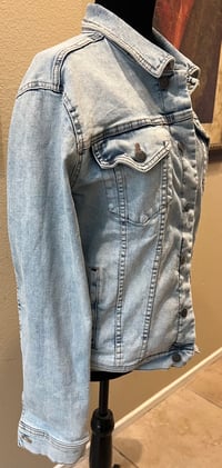 Image 3 of Vintage Denim Jean Jacket Skull Forever Wild & Free