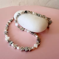 Image 4 of Dainty Flower Hearts and Pearls One of a Kind Necklace