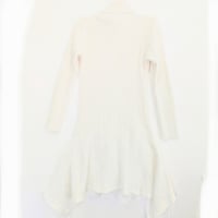 Image 3 of Chic High-Low A-Symmetric Flare Sides Winter White Knit Turtleneck Dress