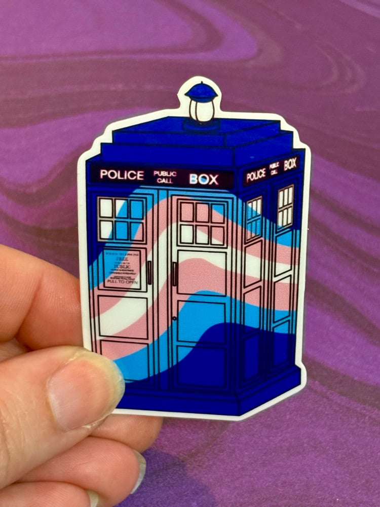 Image of Transgender Pride Tardis Sticker