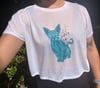 Turqouise Kitty Flowy Crop Top