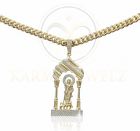 Image 8 of HEAVY ST. LAZARUS XL PENDANT With 14k Gold Plated Stainless Steel Cuban Chain
