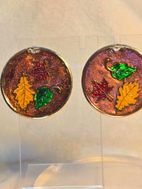 Image 2 of Handcrafted Resin Fall Leaf Circular Earrings 