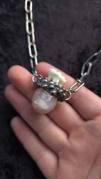 Image 5 of Pink agate and deer tooth necklace