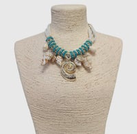 Image 1 of Blue Beaded Shell Necklace