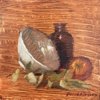 Image 1 of Bowl and Apple: Original fine out oil painting by Sarah Griffin Thibodeaux