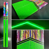 Image 1 of @Kaoticartworks Resin & Green Grip-Tec GLOW Segmented Knife Scales