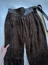 1970s Italian leather and suede wrap waist trousers