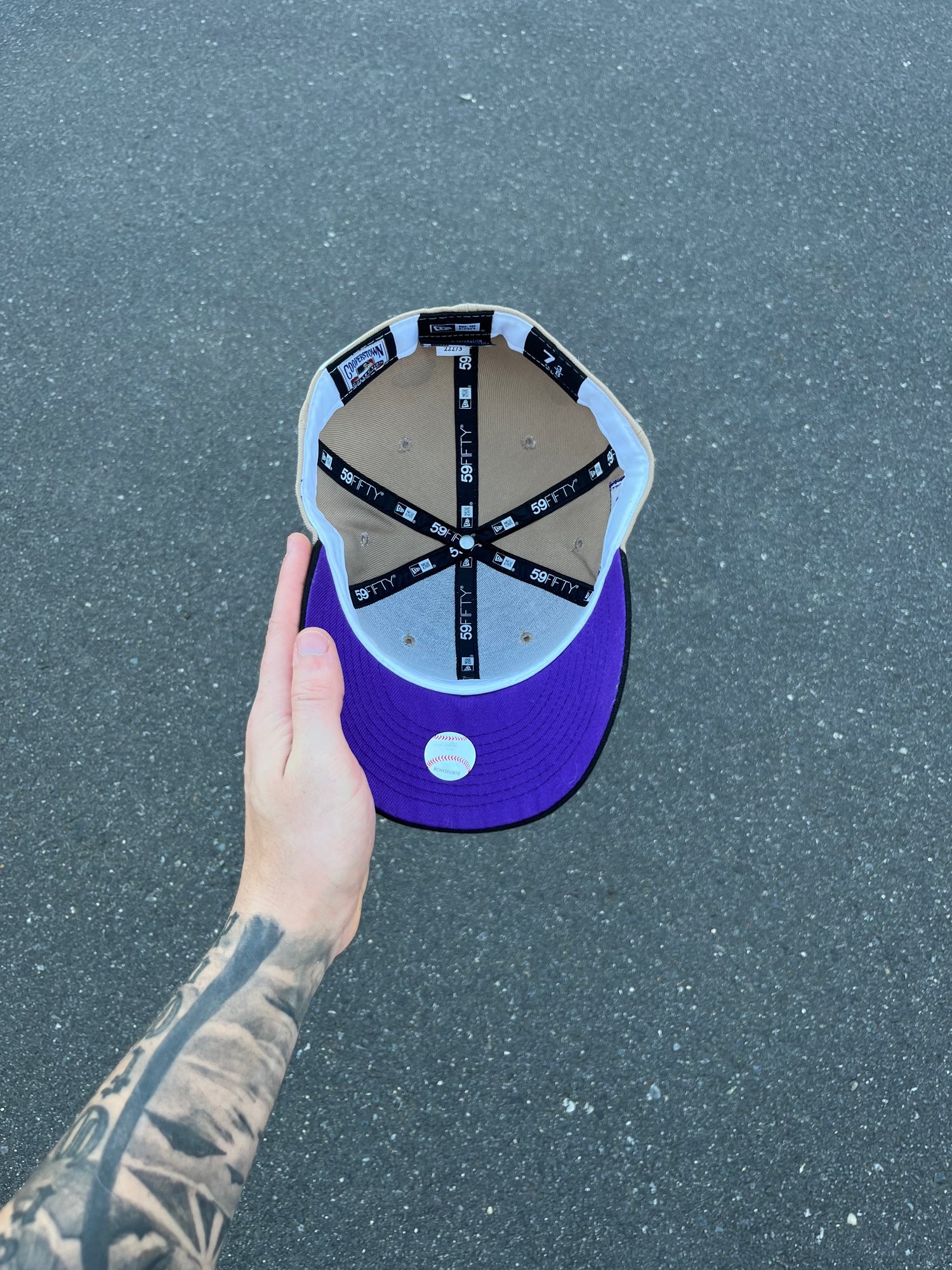 Image of  PURPLE BRIM PARTLY CLOUDY  COLORADO ROCKIES CUSTOM FITTED CAP