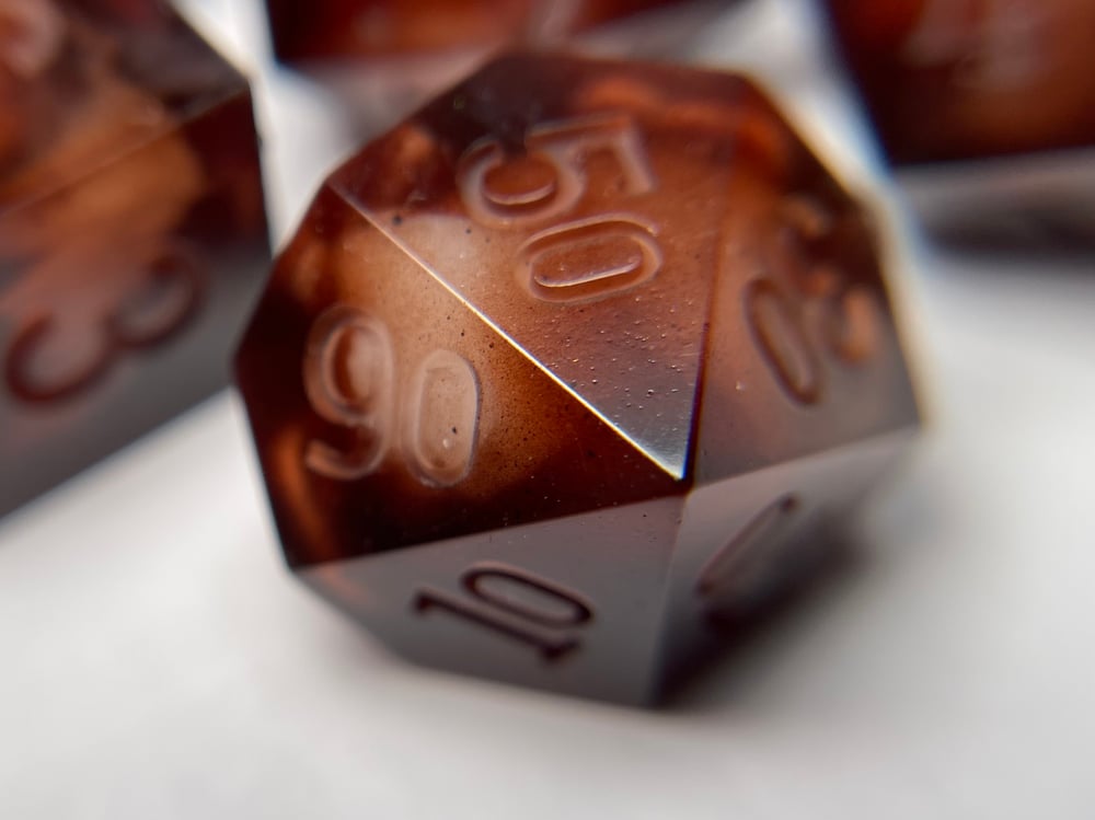Image of Coffee and cream (made to order) 7-piece dice set for TTRPG