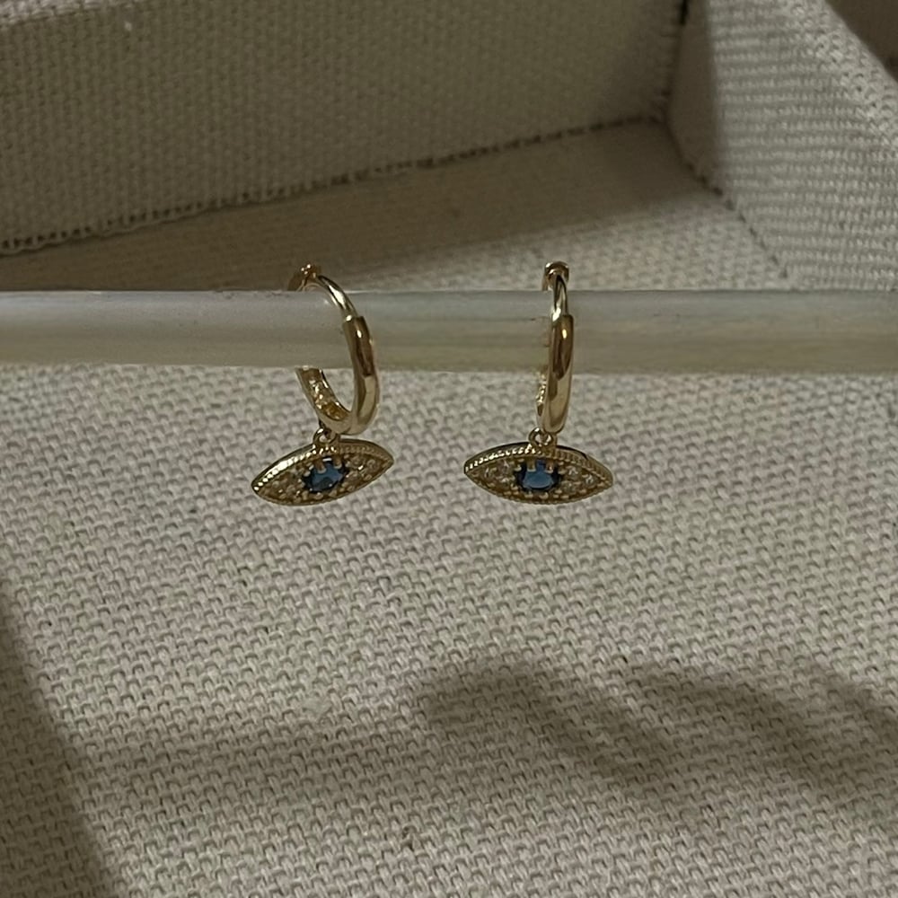Image of 14k Gold Evil Eye Essential Earrings 