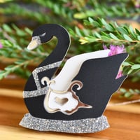 Giselle - Black Swan Carousel Brooch - Silver 