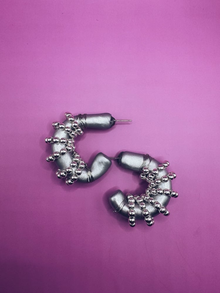 Image of Beaded chunky hoop