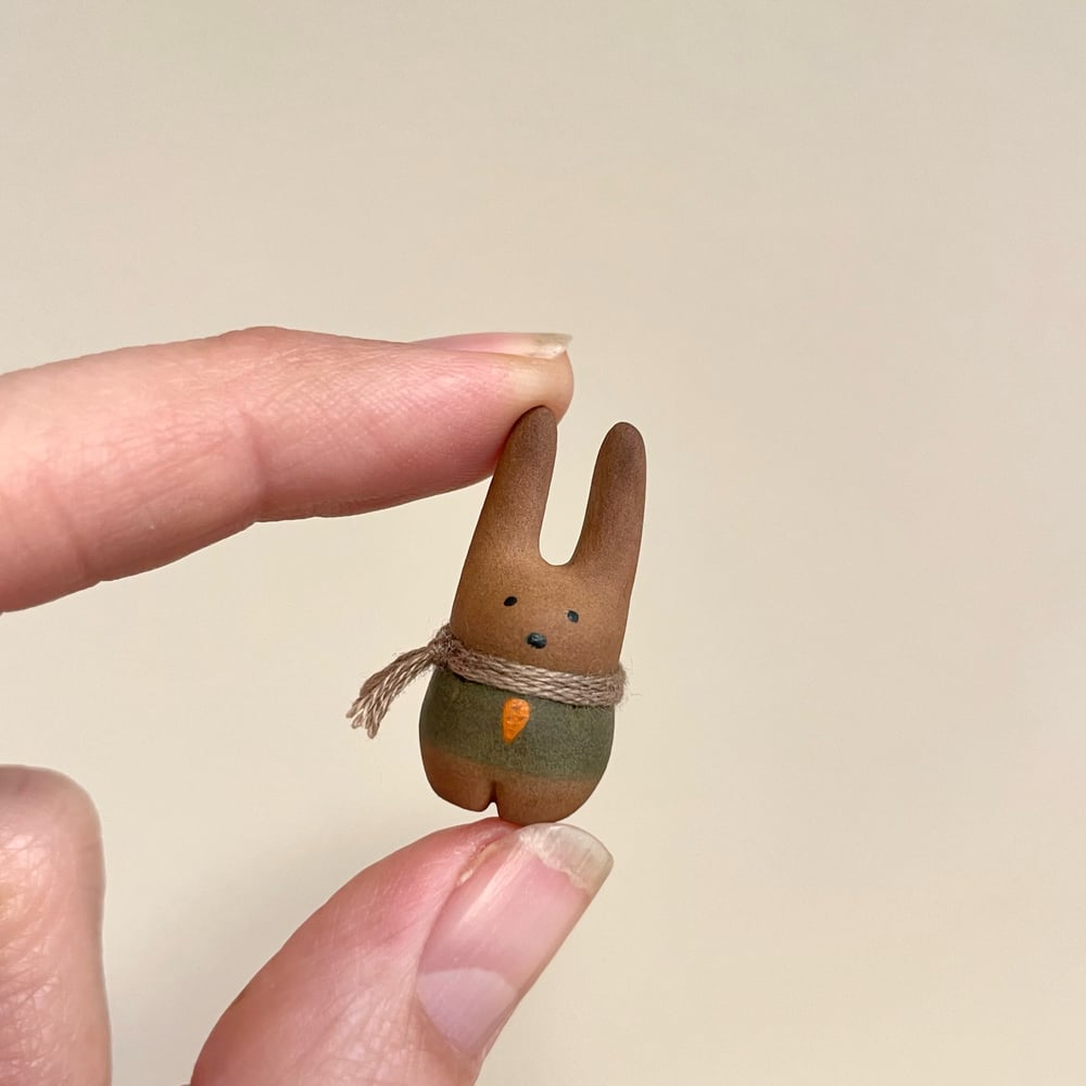Image of Little Dorimu hand-sculpted Bunny with a sweater in a match box