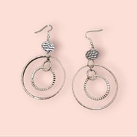 Earrings - silver, circle, hammered