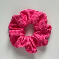 Hot Pink Plaid Handmade Scrunchie