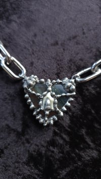 Image 2 of labradorite crystal heart with fox tooth chunky 