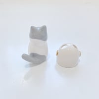 Image 5 of Gray and white astronaut cat ceramic figurine