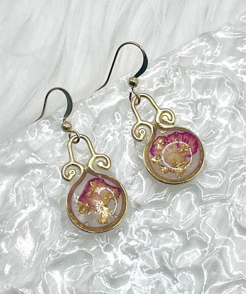 Image of YELLOW & FUCHSIA FLORAL DANGLES