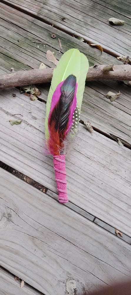 Image of A Pink Earth~Smudge feather fan 1111 large portal energy 