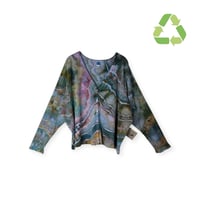 Image 1 of ♻️ UPCYCLED 4X PLUS Rib Knit Cardigan in Muted Geode Ice Dye