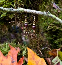 Image 3 of Garnet Mini Spiders Earring 