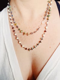 Image 3 of Boho Pearl And Garnet Necklace