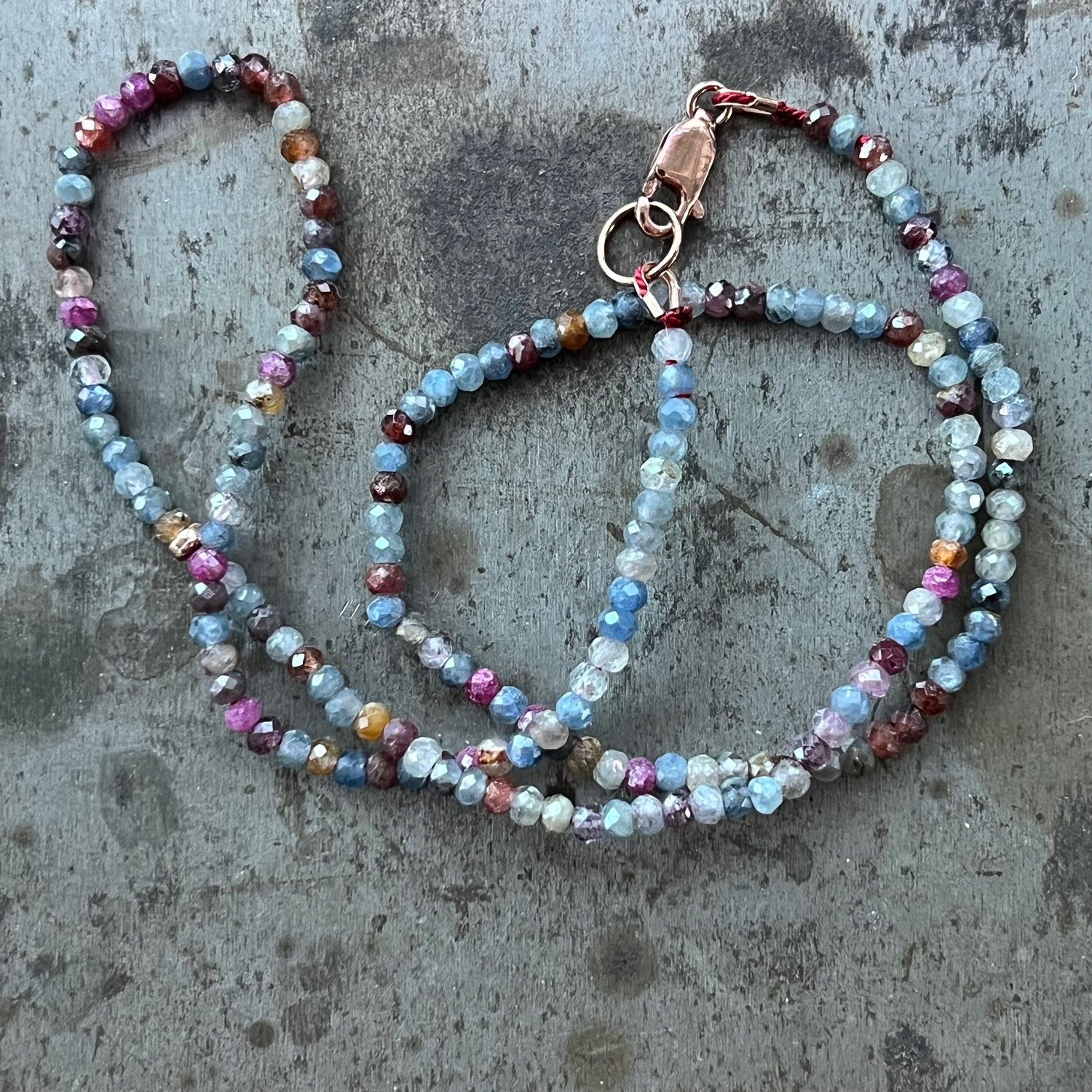 Image of Ruby & Sapphire Necklace with 14K Rose Gold