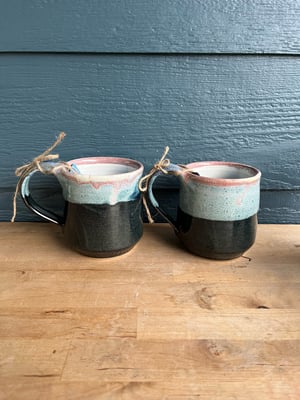 Image of M38 Matching Black Speckled Glaze With Pinkish Blue Lip White Inside