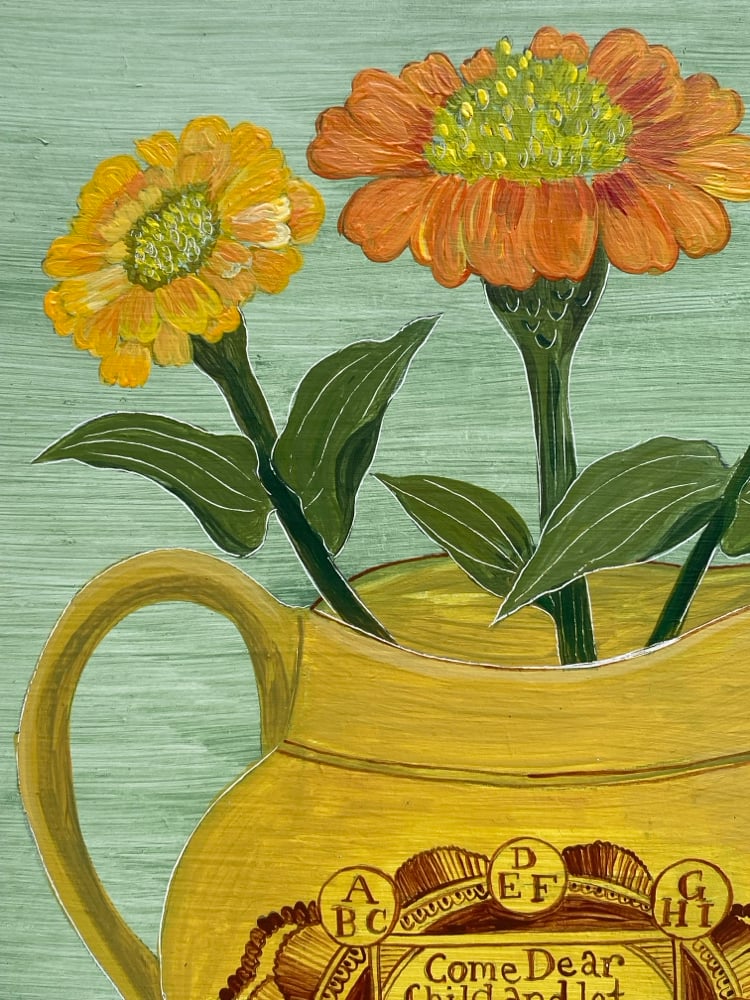 Image of ABC Jug and Zinnias