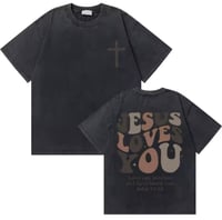 Image 1 of Vintage Christian Jesus Shirt (Jesus Loves You BROWN)