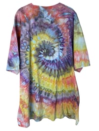 Image 8 of 3XL Adult Combed Cotton Tee in Earthy Bright Spiral Ice Dye