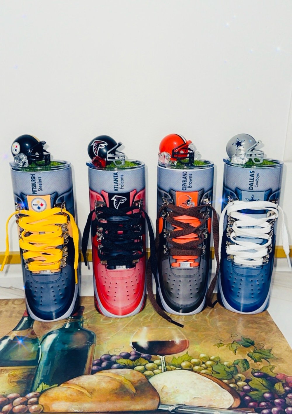 Image of  Custom Shoe lace nfl football tumblers