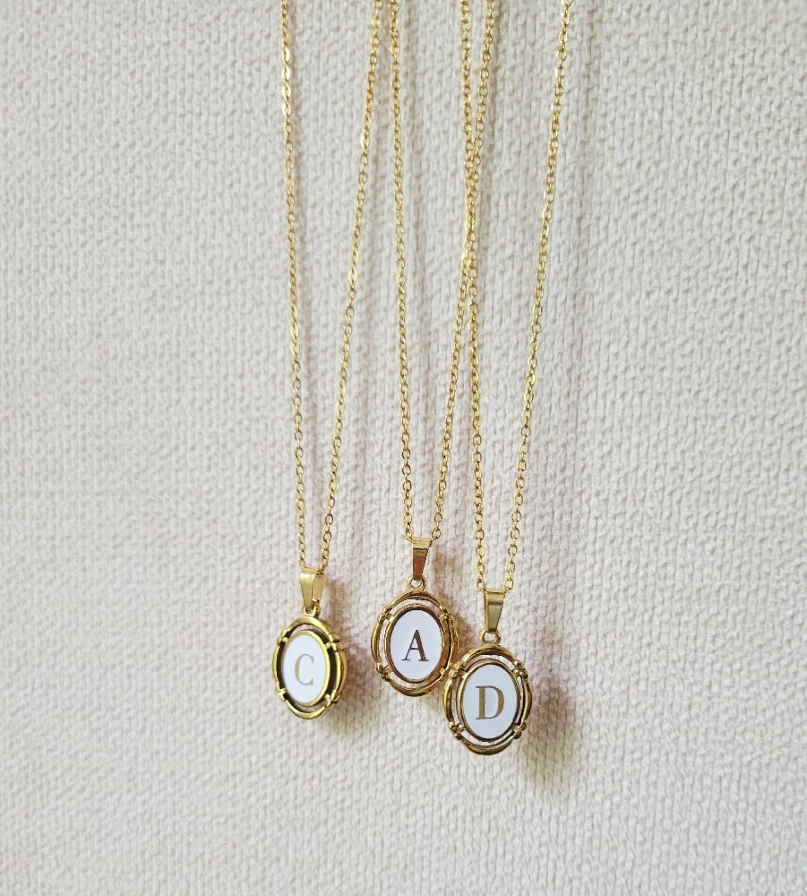 Image of Oval Letter Necklace 