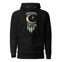 Image 2 of Moon Spirit Cowgirl Hoodie – Western Crescent Moon Turquoise Feather Boho Cowgirl Sweatshirt