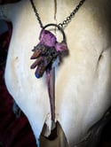 Purple Titanium Quartz Deer Vertebra - Necklace