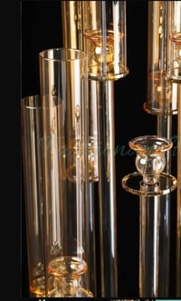 Image 3 of 48” Tall 10 Arms Gold Crystal Glass Candle Holders ,Champagne Gold Candelabra for rent only 