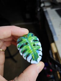 Image 3 of layered color variegated monstera leaf pendant🌿