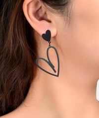 Image 3 of Heart Dangling Drop Earrings