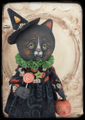 Connie the Halloween Witch Folk Art Cat Doll
