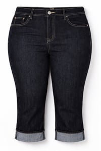 Image 6 of New Sz 18 Ashley Stewart Dark Denim Capri #226*1.4