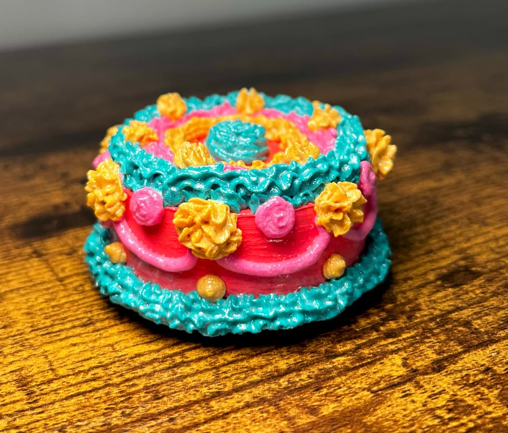 Image of Teal n’ Peach Mini Cake Magnet